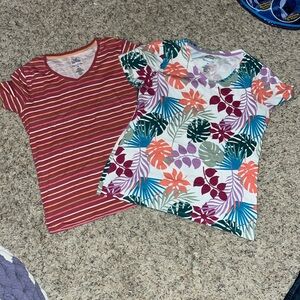 Women’s Beach print shirt and Stripe Shirt